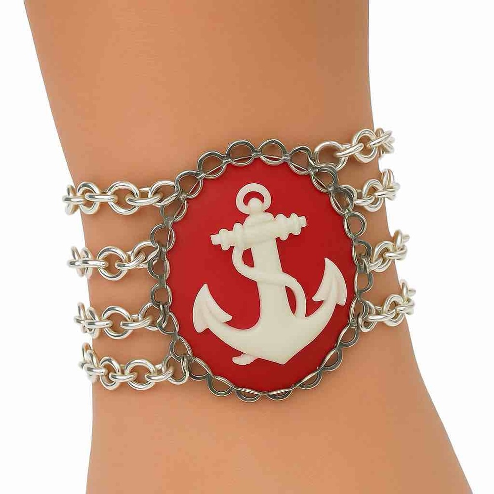 Anchor Cameo Chain Bracelet